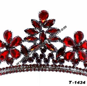 Bordo Kristal Taşlı Gelin Nişan Tacı