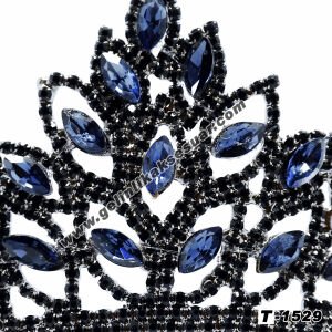 Lacivert Kristal Taşlı Gelin Nişan Tacı