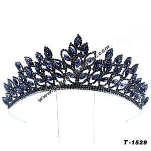 Lacivert Kristal Taşlı Gelin Nişan Tacı