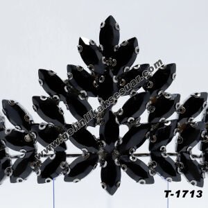 Siyah Kristal Taşlı Gelin Nişan Tacı