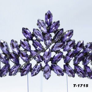 Mor Kristal Taşlı Gelin Nişan Tacı