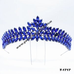 Saks Mavi Kristal Taşlı Gelin Nişan Tacı