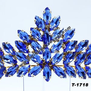 Mavi Kristal Taşlı Gelin Nişan Tacı