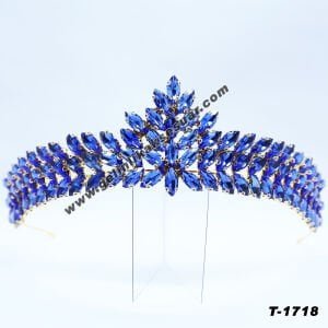 Mavi Kristal Taşlı Gelin Nişan Tacı