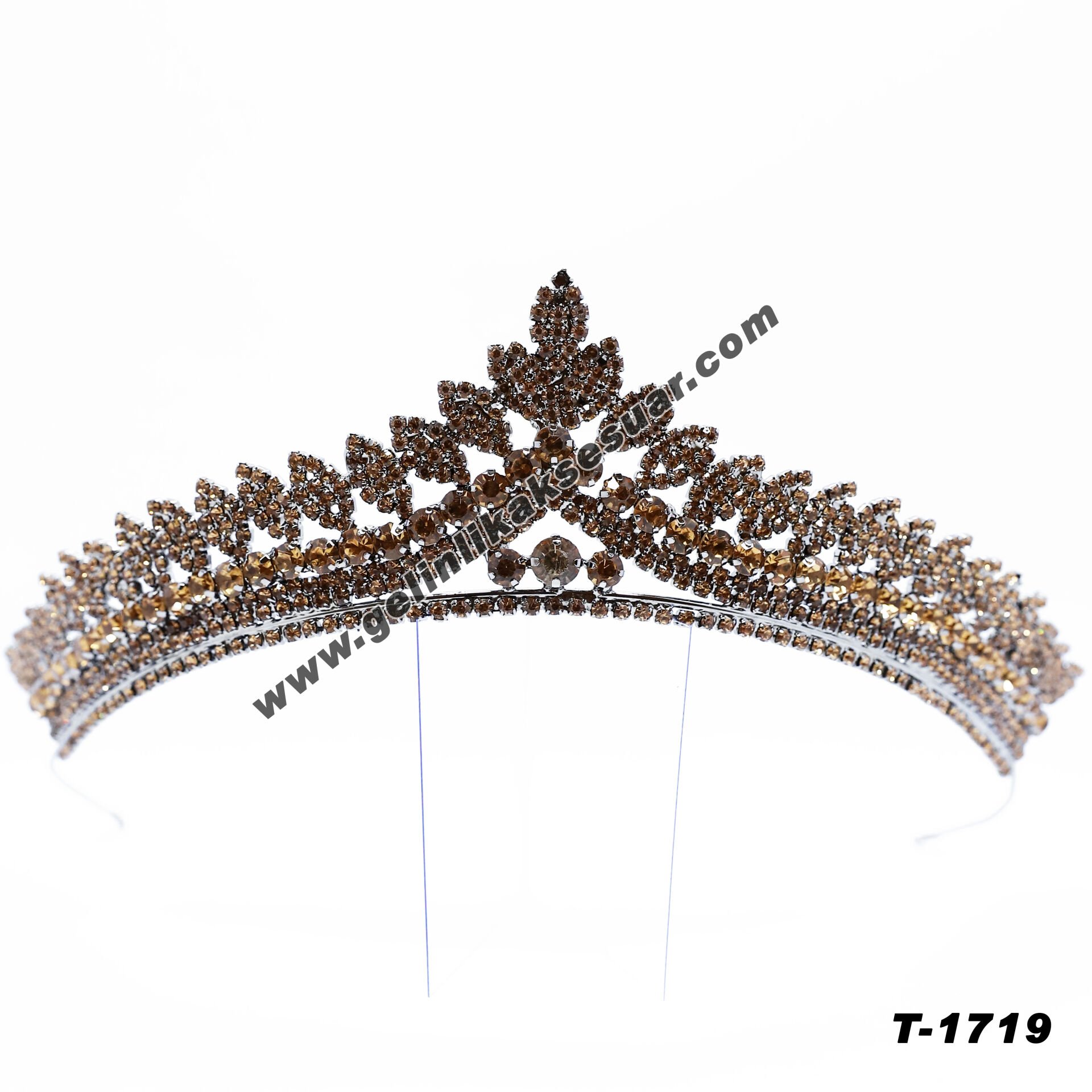 Bakır Kristal Taşlı Gelin Nişan Tacı