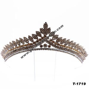 Bakır Kristal Taşlı Gelin Nişan Tacı