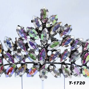 Rengarenk Kristal Taşlı Gelin Nişan Tacı