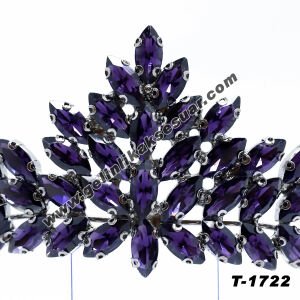 Mor Kristal Taşlı Gelin Nişan Tacı