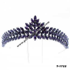 Mor Kristal Taşlı Gelin Nişan Tacı