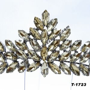 Açık Gold Kristal Taşlı Gelin Nişan Tacı