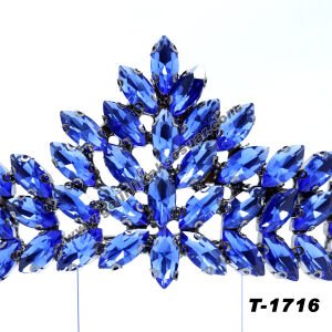 Mavi Kristal Taşlı Gelin Nişan Tacı