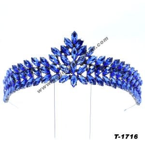 Mavi Kristal Taşlı Gelin Nişan Tacı