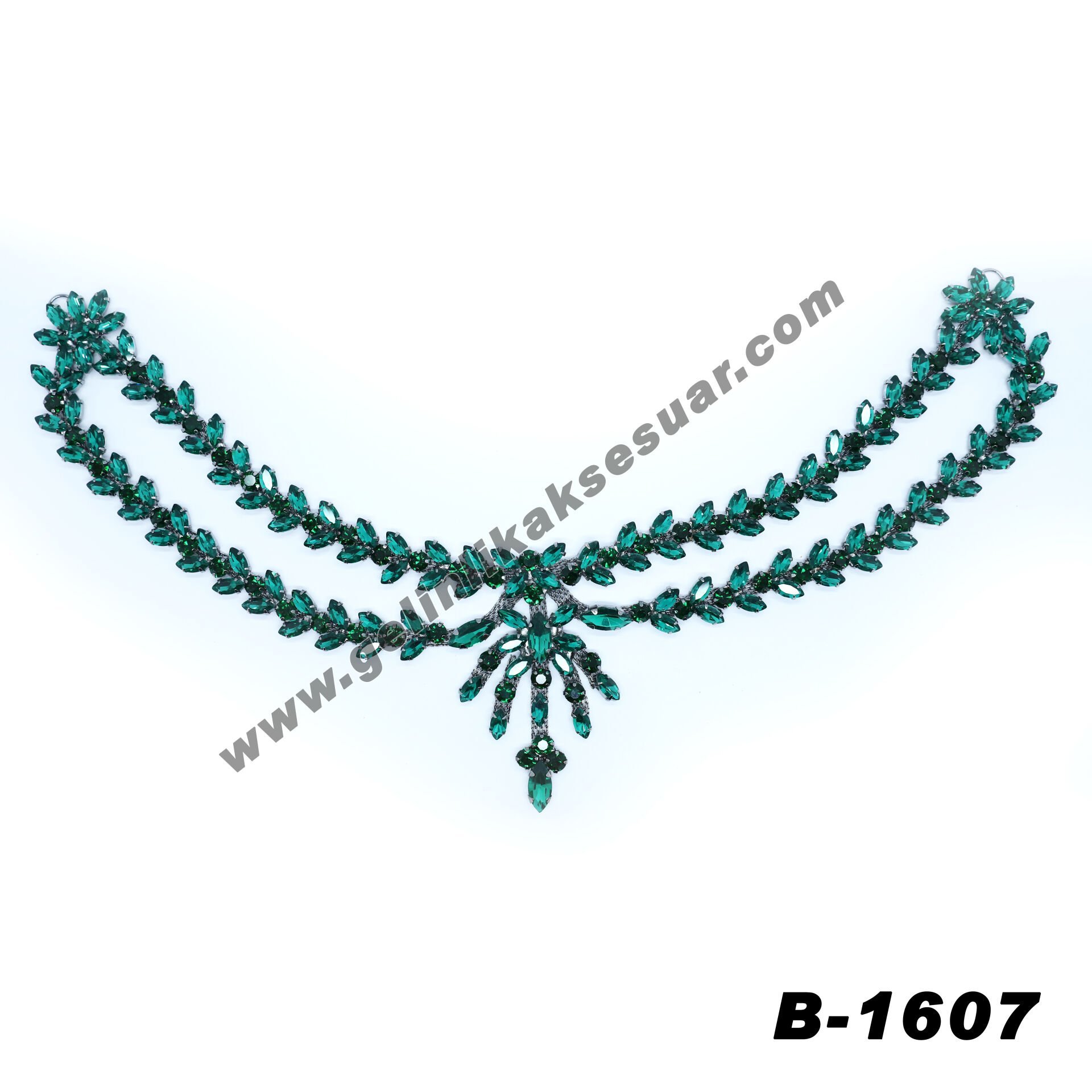 Alınlık Zümrüt Yeşili Renkli Kristal Taşlı Baş Aksesuarı