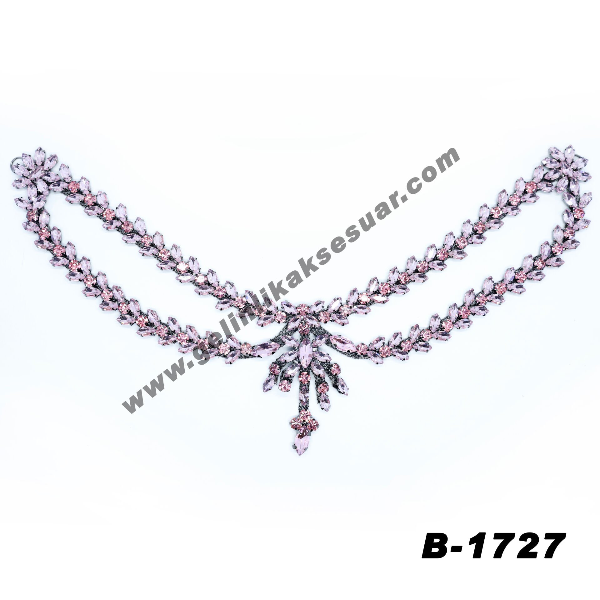 Alınlık Açık Pembe Renkli Kristal Taşlı Baş Aksesuarı