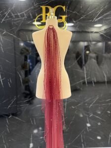 Bordo Duvak Kristal Taşlı El İşlemeli